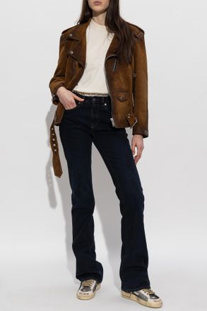 Golden Goose Leather Jacket, Womens, Brown