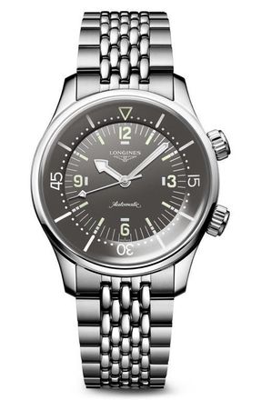 Longines Legend Diver Bracelet Watch, 39mm in Silver/Grey at Nordstrom