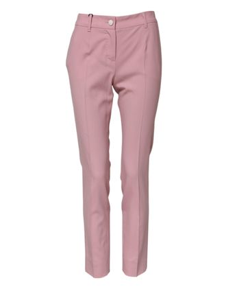 Dolce & Gabbana Womens Slim Fit Pants - Rose Gold Wool - Size EU 32 (Womens)