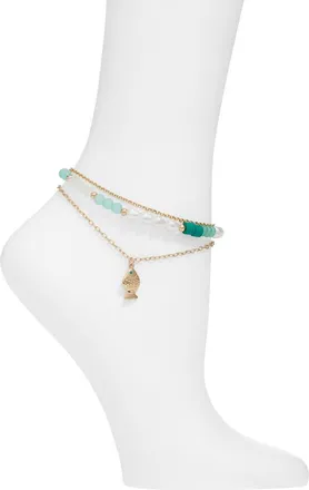 BP. Beaded Anklet in Blue- Multi at Nordstrom