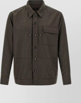 Brioni wool overshirt featuring chest pocket