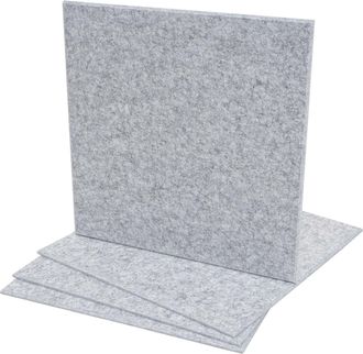Hhg Hhg - Nunca Usado] Lote De 4 Paneles Ac&uacute;sticos De Pared 572, Paneles Ac&uacute;sticos De Pared, Fonoabsorbentes 1m&sup2; Superficie 50x50cm, Gris Claro