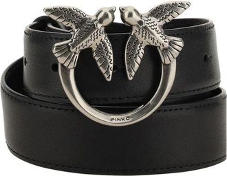 Pinko Zwarte Kalfskin Bos Taurus Regular Riem