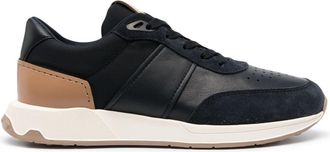 Tod's leather-trimmed low-top sneakers - men - Calf Leather/Calf Leather/Rubber/Fabric/Fabric - 6.5 - Blue