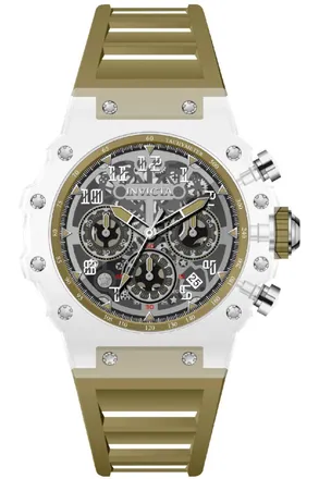 Invicta Racing 69682 Herenhorloge - Quartz Uurwerk - Acryl met Zilveren Wijzerplaat - 43 mm