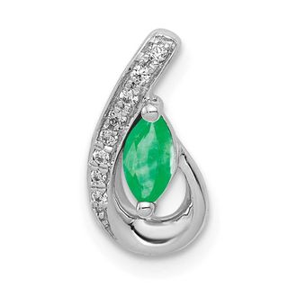 Diamond2Deal 14k Gold Diamond and Marquise Emerald Teardrop Chain Slide Pendant