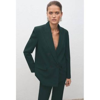 Mango regular blazer donkergroen