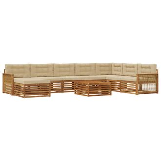 vidaXL Conjunto De Sof&aacute;s De Exterior 9 Uds. Natural Y Beige Vidaxl