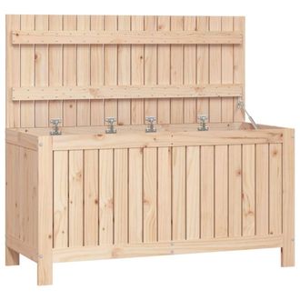 Berkfield Home Garden Storage Box 115x49x60 cm Solid Wood Pine in Light Oak | Size: 115 x 49 x 60 cm