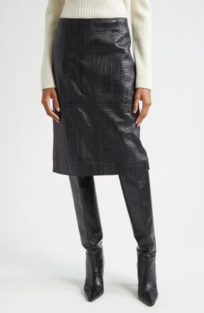 R&oacute;he Leather Pencil Skirt in Black at Nordstrom Rack, Size 12 Us / 44 Eu