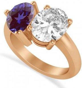 Allurez Pear/Oval Diamond & Lab Alexandrite Toi et Moi Ring 14k Rose Gold (6.00ct)