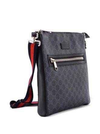 Gucci Web Strap Front Zip Messenger Bag GG Coated Canvas Medium crossbody bag - Nero