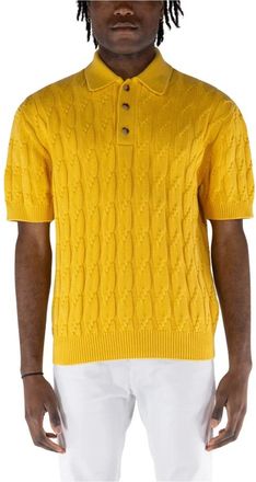 Drôle de Monsieur Truien & Vesten, Heren, Geel, S, Katoen, Gevlochten Gebreide Polo Shirt