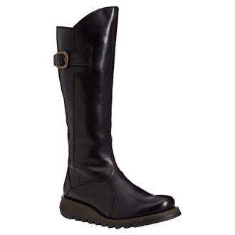 FLY London MOL 2 Rug Leather Womens Calf Length Boots - Black - Size:UK 5