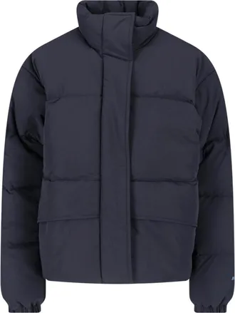 Jil Sander High Collar Padded Jacket with Boxy Silhouette and Dual Closure