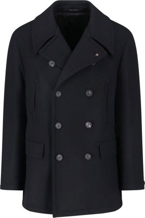 Tagliatore Black San Francisco Wool Double-Breasted Coat