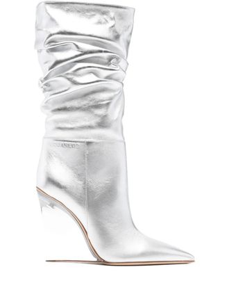 Dsquared2 ruched wedge-heel boots - Silver