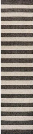 Jonathan Y Designs Negril Two-Tone Wide Stripe Indoor/Outdoor Area Rug in Black/beige at Nordstrom, Size 2Ft 0In X 8Ft 0In