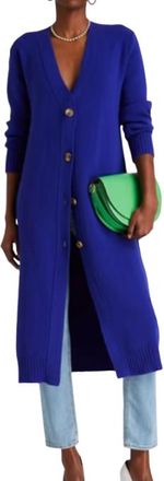 Oscar De La Renta Oscar De La Renta Long Blue Wool Cardigan Size XL