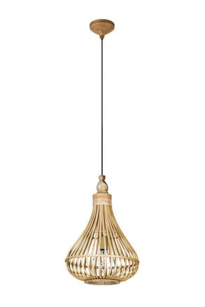 Eglo Eglo Amsfield Natural Rattan 1 Light Ceiling Pendant in Light Brown
