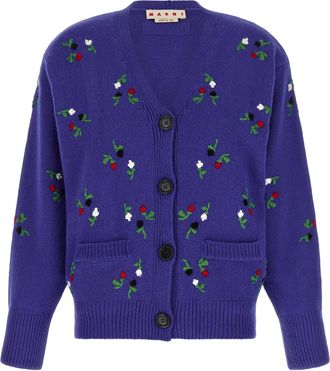 Marni Blue Virgin Wool Womens Cardigan