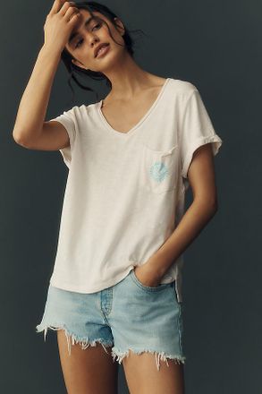 Pilcro Quinn Short-Sleeve V-Neck Tee by Pilcro