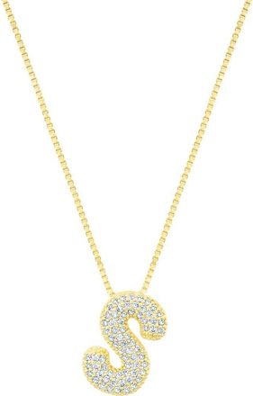 Adornia Pav&eacute; Bubble Initial Pendant Necklace in Gold-S at Nordstrom Rack