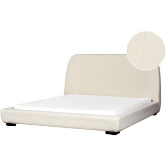 Beliani Beliani - Classico Letto Boucle imbottito con testiera Letto 160 x 200 cm a doghe Beige Chiaro Roisel