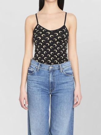 Marine Serre moon motif cropped jersey top