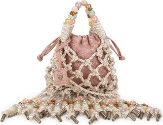 Kurt Geiger Mini Macram&eacute; Rope Top Handle Bag in Cream Comb at Nordstrom