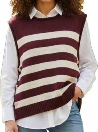 She + Sky Crewneck Stripe Tank In Espresso/ Cream