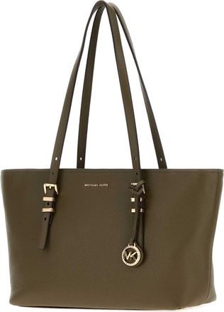 Michael Kors Womens Olive Green Leather Medium Quinn Shopping Bag Loden Borse A Mano