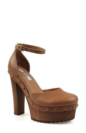 Zigi Soho Divaa Ankle Strap Platform Pump in Tan at Nordstrom, Size 10