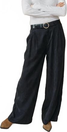 Bella Dahl Double Pleated Wide Leg High Waist Pants In Black