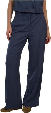 Dante6 Broeken, Dames, Blauw, L, Leer, Wijde Pijpen Broek