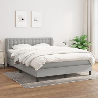 vidaXL Cama Box Spring Con Colch&oacute;n Tela Gris Claro 140x200 Cm Vidaxl