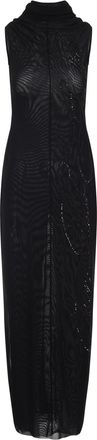 Jean Paul Gaultier Black Mesh Long Dress With Sequins-Donna