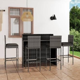 vidaXL Juego De Muebles De Bar De Jard&iacute;n De 5 Piezas Y Cojines Gris Vidaxl