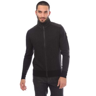 Belstaff Mens Kelby Zip Cardigan in Black Wool - Size X-Small