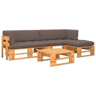 vidaXL Muebles De Palets 4 Pzas Y Cojines Madera Pino Impregnada Miel Vidaxl