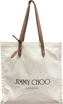 Jimmy Choo London Canvas Leather Tote Bag