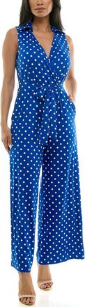 Nina Leonard Sleeveless Faux Wrap Jumpsuit in Deep Sea at Nordstrom Rack, Size X-Large