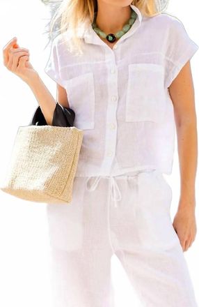 Elliott Lauren Effie Short Sleeve Linen Shirt In White