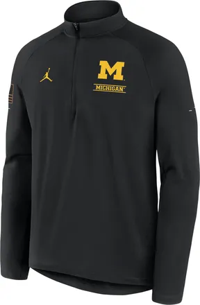 Nike Mens Michigan 2026 Military Appreciation Stride Jordan Brand Dri-FIT College 1/2-Zip Long-Sleeve Top in Black | 0JV100AMWN-9UW