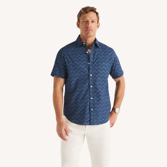 Nautica Mens Printed Camp Shirt