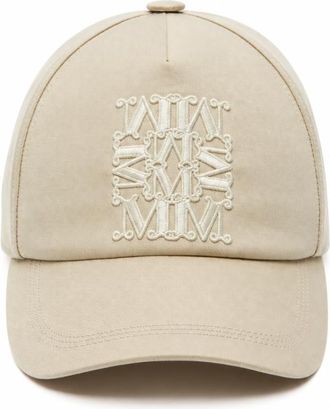 Max Mara Beige Embroidered Baseball Cap