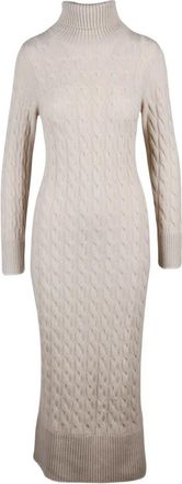 Eleventy Lange coltrui jurk - Dames - Kleedjes - Beige - S - Kasjmier - Kleedjes