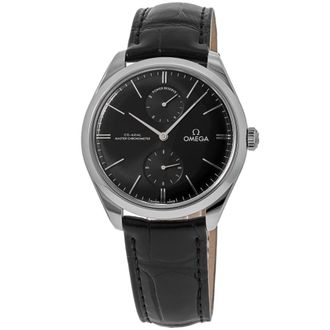 Omega De Ville Tresor Black Dial Leather Strap Mens Watch 435.13.40.22.01.001