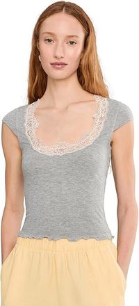 Free People Oh My Darling T-Shirts Womens Clothing Heather Grey : MD (Womens 8-10), Cotton/Rayon/Spandex