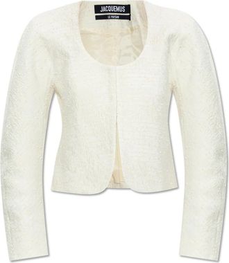 Jacquemus Kort Cardigan Jasje - Dames - Blazers - Beige - 2XS - Katoen - Jassen